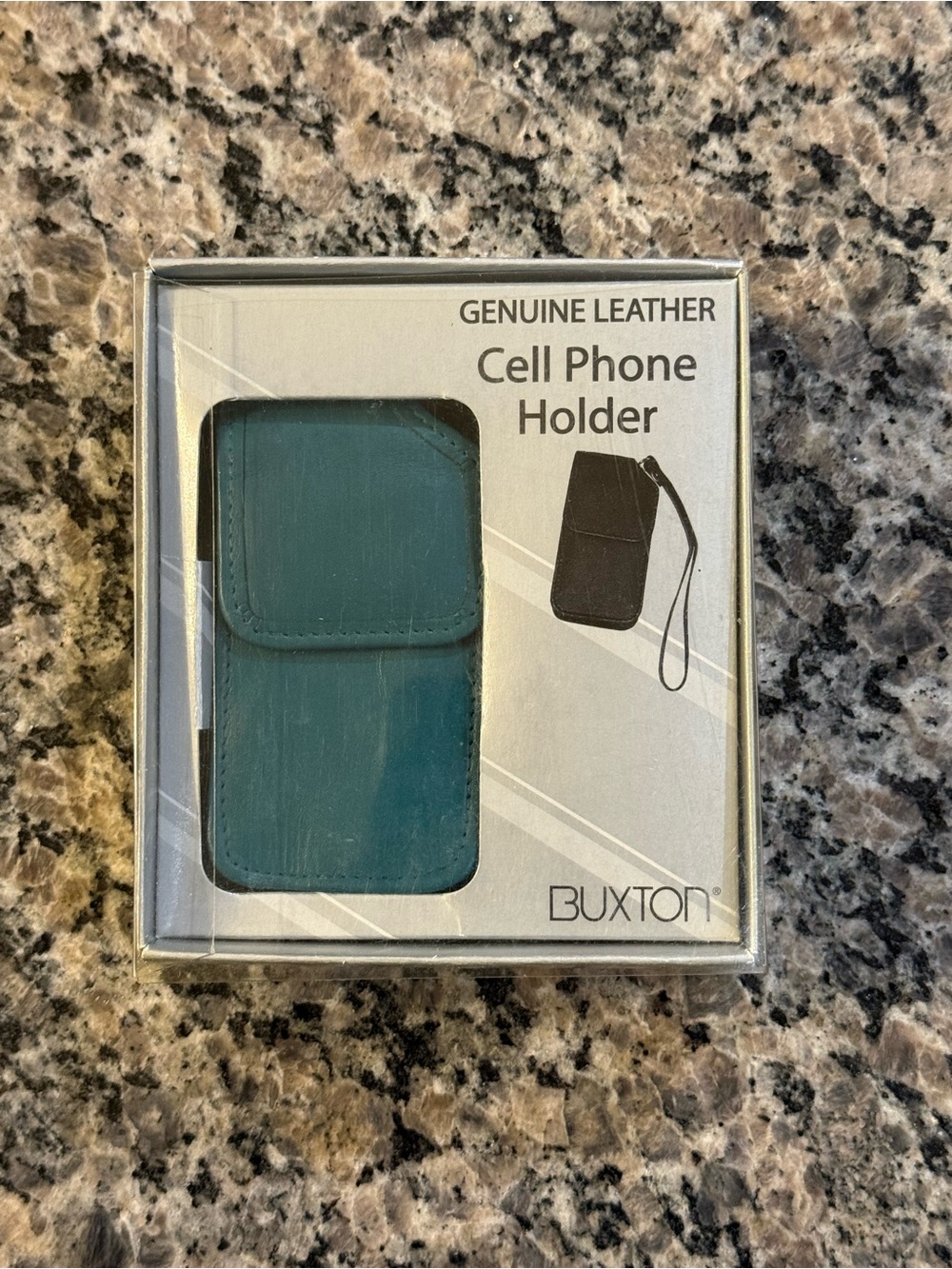Buxton Teal Genuine Leather Cell Phone Holder with Wrist Strap